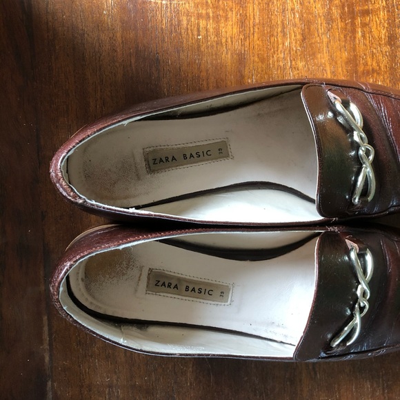 ZARA Leather Loafers Brass Buckle - Picture 4 of 6